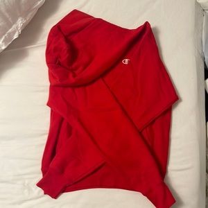 champion reverse weave red hoodie